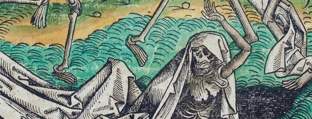 Michael Wolgemut, Tanz der Gerippe, Holzschnitt, um 1500, Foto: Museum für Sepulkralkultur Kasse