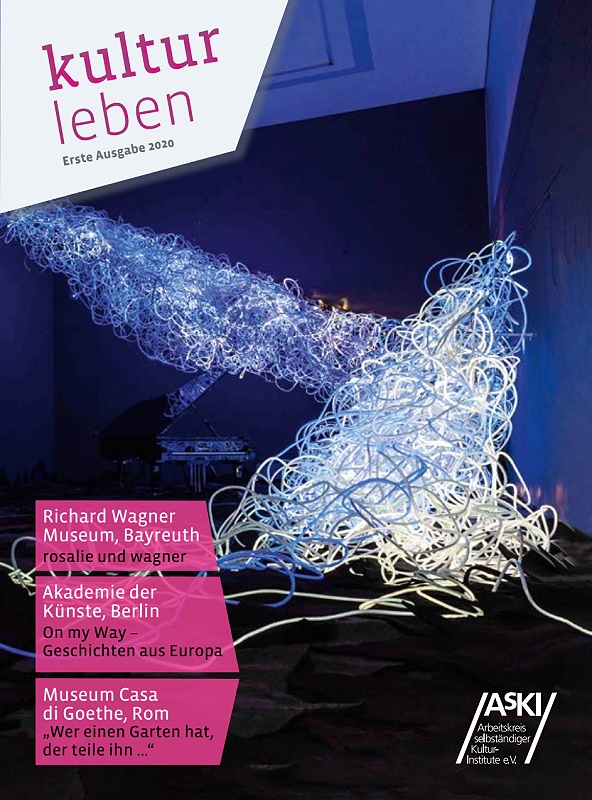 Titelbild kultur leben 1/20: rosalie, KLINGER | Begehbare Landschaften der Melancholie, 2013, kinetisch-interaktive Licht-Klang-Skulptur, Museum der bildenden Künste Leipzig, Foto: Wolf-Dieter Gericke