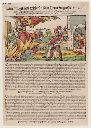 Flugblatt über eine Hexenverbrennung im Harz im Jahre 1555, Germanisches Nationalmuseum, Nürnberg