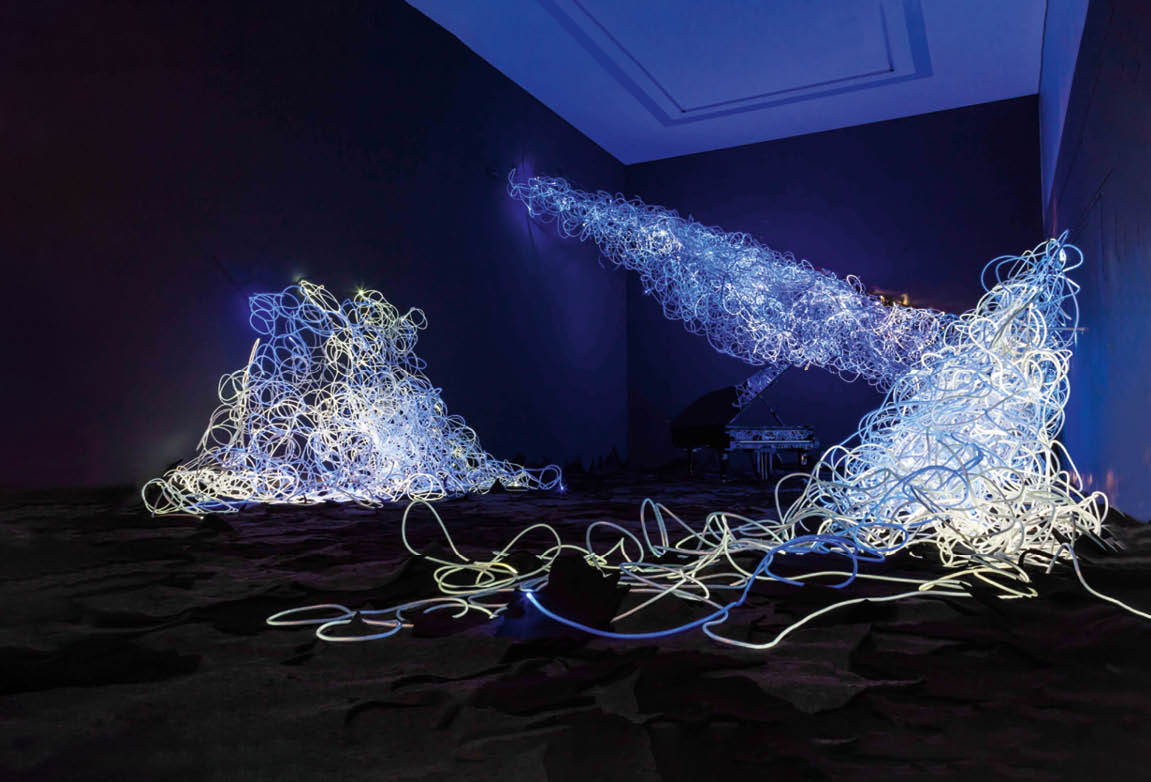 rosalie, KLINGER | Begehbare Landschaften der Melancholie, 2013, kinetisch-interaktive Licht-Klang-Skulptur, Museum der bildenden Künste Leipzig, Foto: Wolf-Dieter Gericke