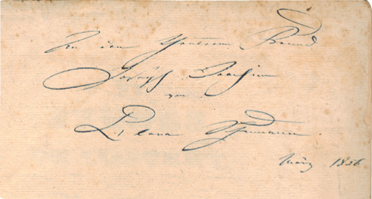 Widmung von Clara Schumann ‘An den treuen Freund Joseph Joachim‘, März 1856, Foto: Beethoven-Haus Bonn