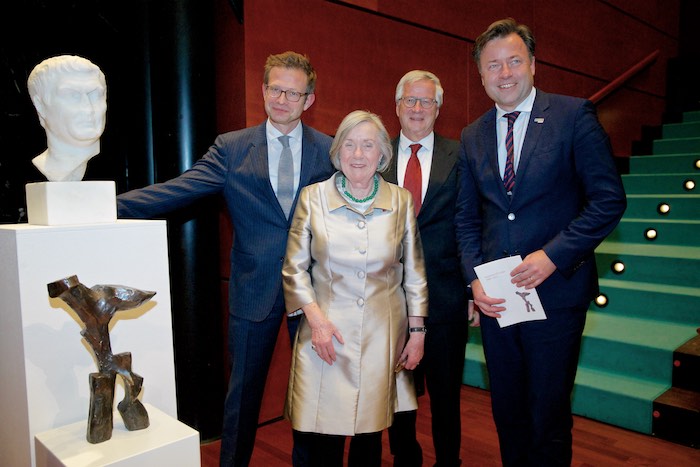 Maecenas-Ehrung 2017 v.l.n.r.: Florian Illies, Barbara Lambrecht-Schadeberg, Dr. Wolfgang Trautwein und Malte Boecker, Foto: Mani Wollner, Remagen