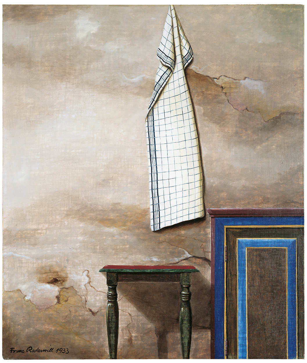 Franz Radziwill, Das (karierte) Handtuch, 1933, Öl auf Leinwand auf Holz, Kunsthalle Emden – Dauerleihgabe der Claus Hüppe-Stiftung © VG Bild-Kunst