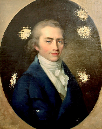 Johann Friedrich August Tischbein, Porträt Hufeland. 1798, Öl auf Leinwand, 66,3 x 52,7 cm. Während der Restaurierung: Nach der Abnahme des alten Firnis und alter Übermalungen wurden fünf alte Stich- oder vielleicht auch Einschusslöcher sichtbar, © Maike Behrens
