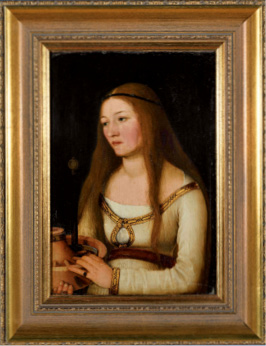 Hans Holbein d. Ä., Heilige Katharina, um 1510, Öl auf Holz, Foto: MDR ; Rathgen Forschungslabor der Staatlichen Museen zu Berlin