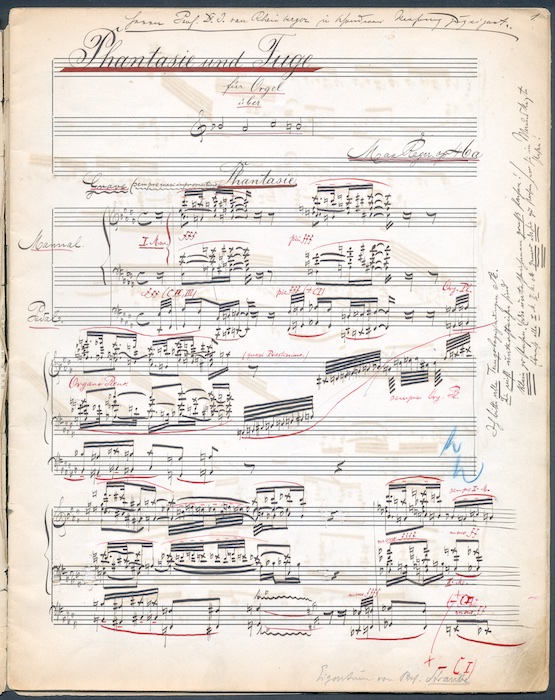 Max Regers Autograph der Phantasie und Fuge über B-A-C-H für Orgel op. 46, erworben im Mai 2017, Foto: Max-Reger-Institut – Elsa-Reger-Stiftung, Karlsruhe