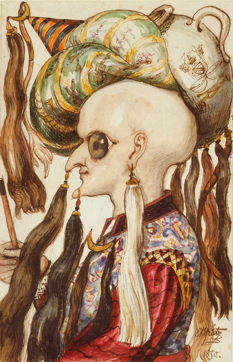 Richard Wagner als türkischer Wesir, Ernst Benedikt Kietz (1815–1892), 1850, Tusche/Papier; © Nationalarchiv der Richard-Wagner-Stiftung Bayreuth; 