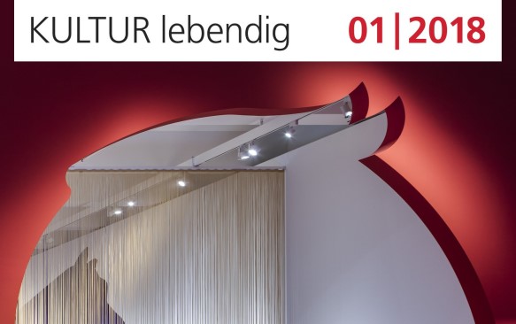 Titelbild KULTUR lebendig 1/18: Deutsches Hygiene-Museum, Dresden, Tiersilhouette zwischen zwei Ausstellungsabteilungen, Foto: David Brandt